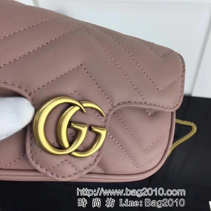 GUCCI古馳頂級原單 新款專櫃品質 實物實拍 476433 裸粉色正品開模純銅五金鏈條斜跨小包 HY1070